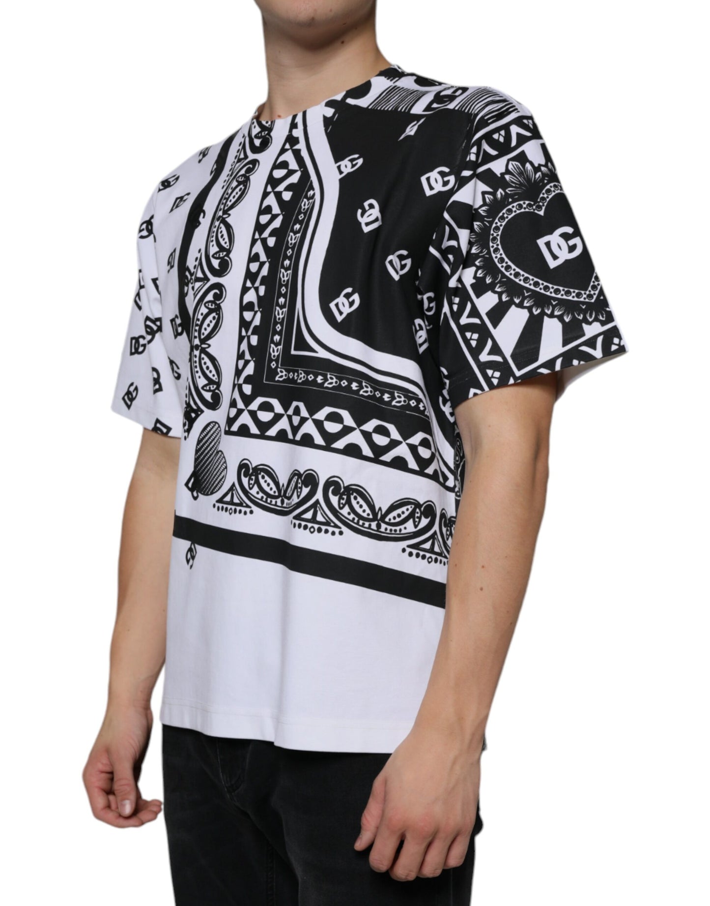 White Bandana Print Cotton Short Sleeves T-shirt