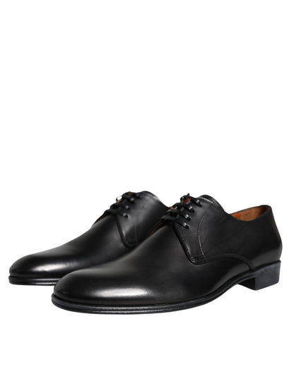 Black Leather Derby Formal Dress Shoes