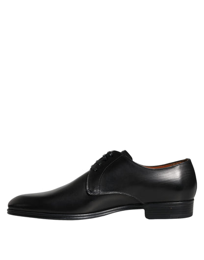 Black Leather Derby Formal Dress Shoes