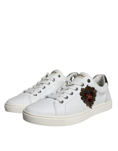 White Leather Heart Low Top Casual Sneakers Shoes