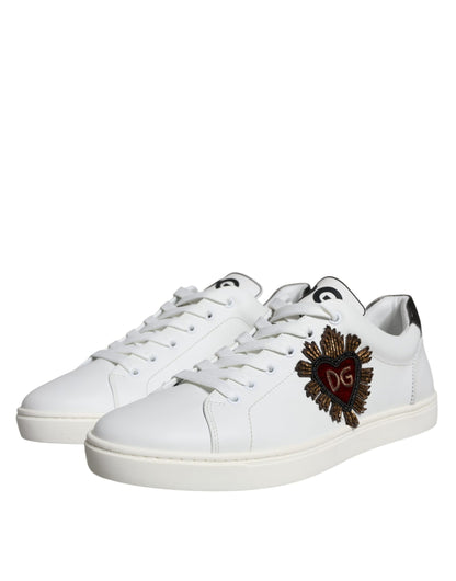 White Leather Heart Low Top Casual Sneakers Shoes