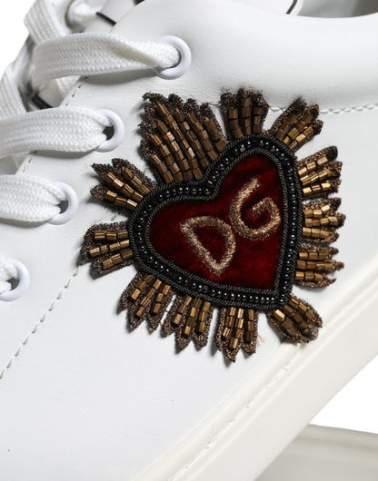 White Leather Heart Low Top Casual Sneakers Shoes