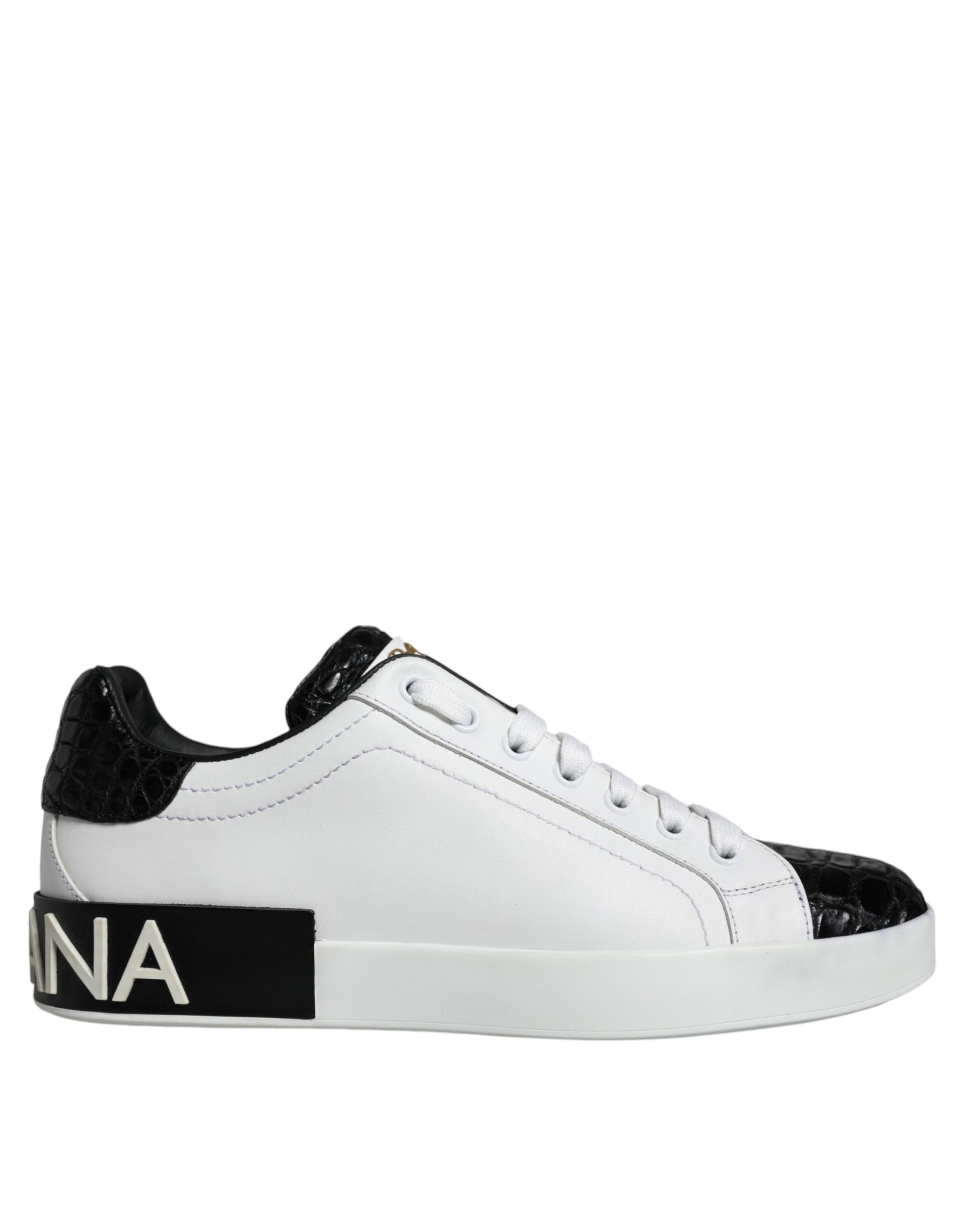 Black Leather Logo Portofino Sneaker Shoes