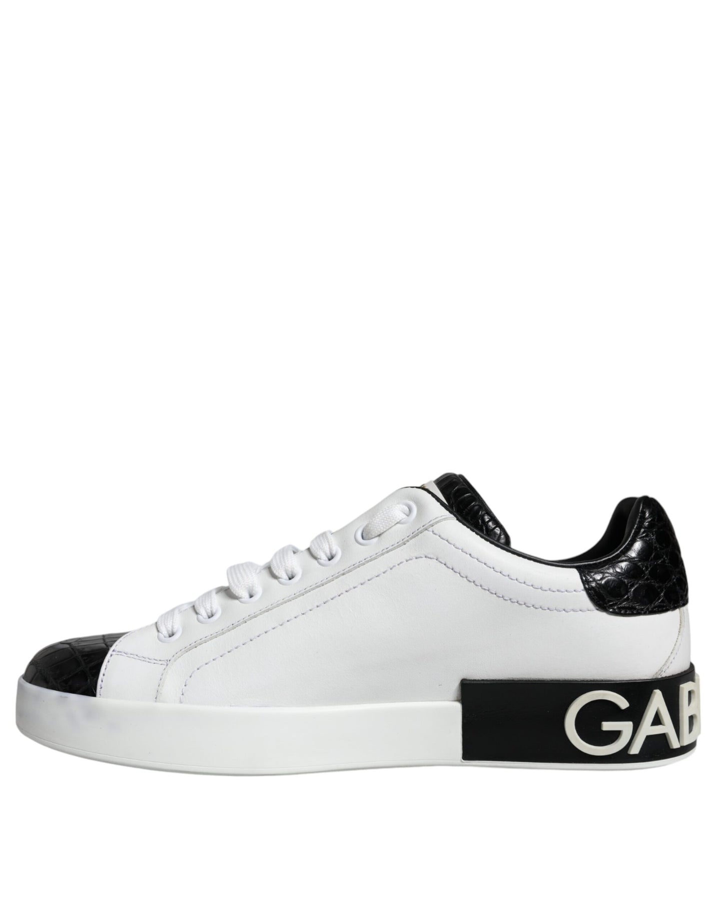 Black Leather Logo Portofino Sneaker Shoes