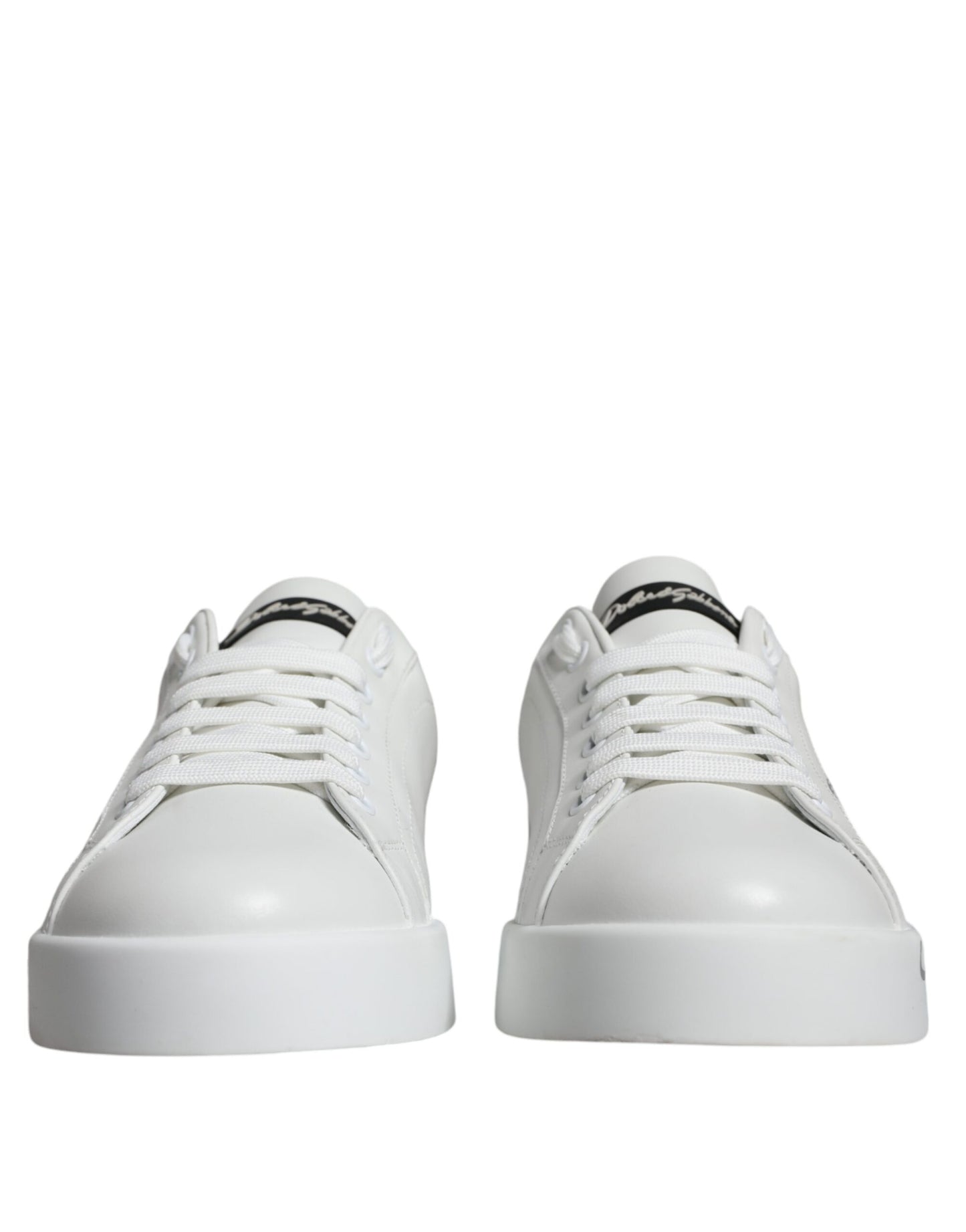 White Blue Leather Logo Low Top Sneakers Shoes