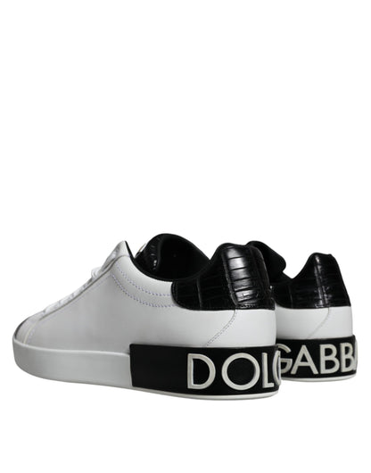 White Leather Logo Portofino Sneaker Shoes