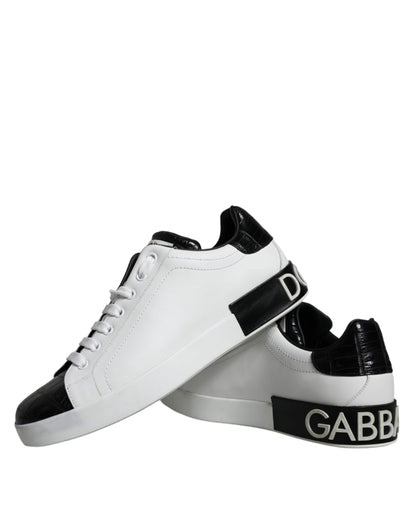 White Leather Logo Portofino Sneaker Shoes