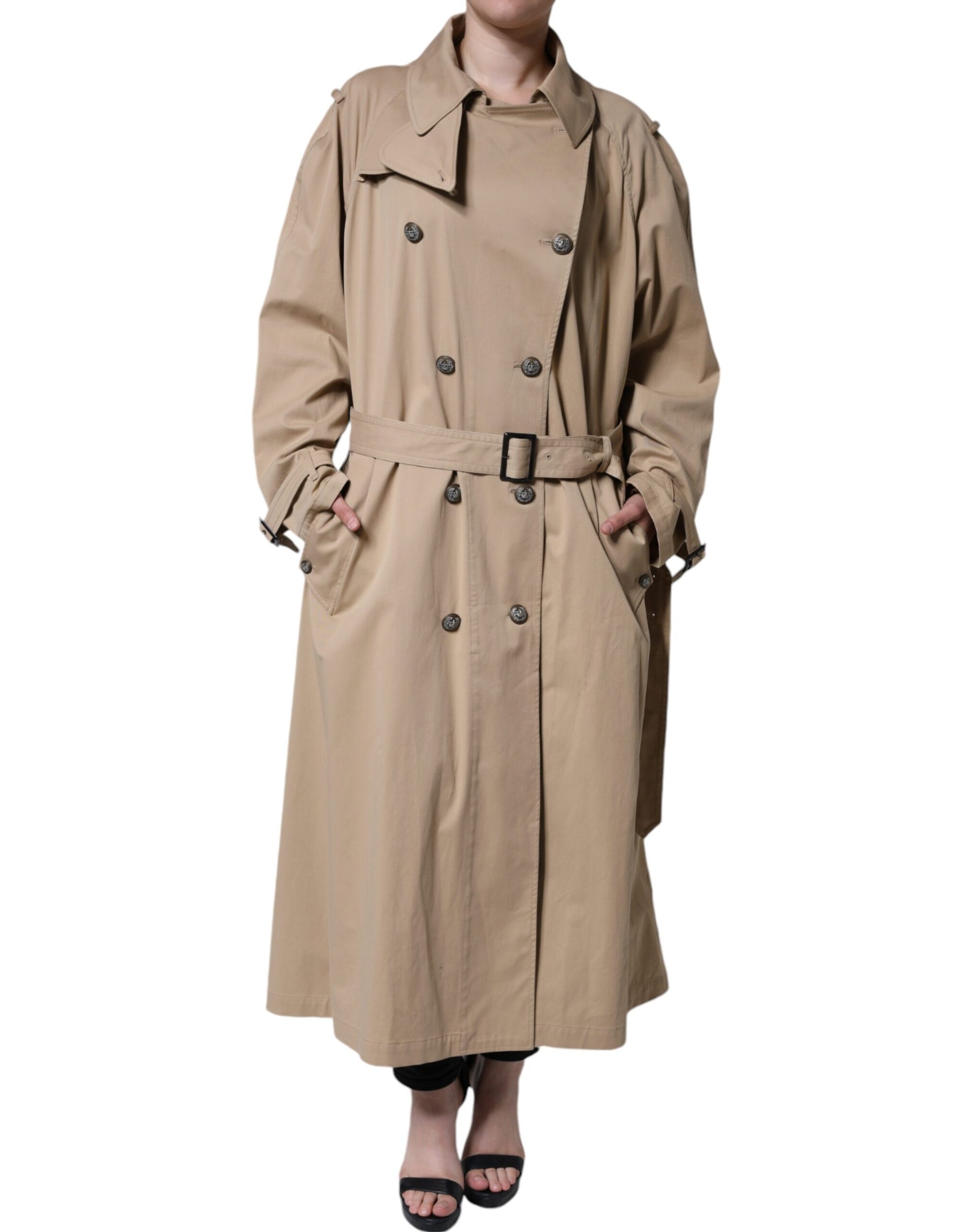 Khaki Double Breasted Trench Coat Jacket