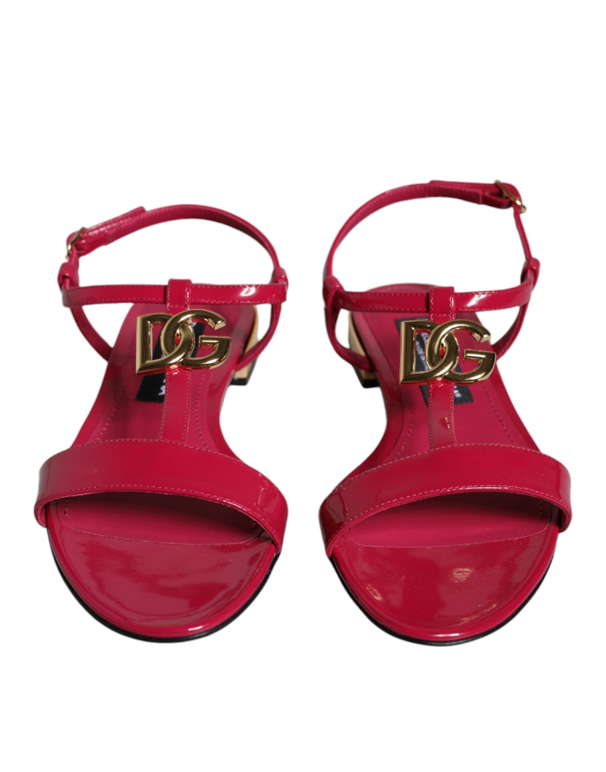 Red Leather Logo Ankle Strap Flats Sandals Shoes