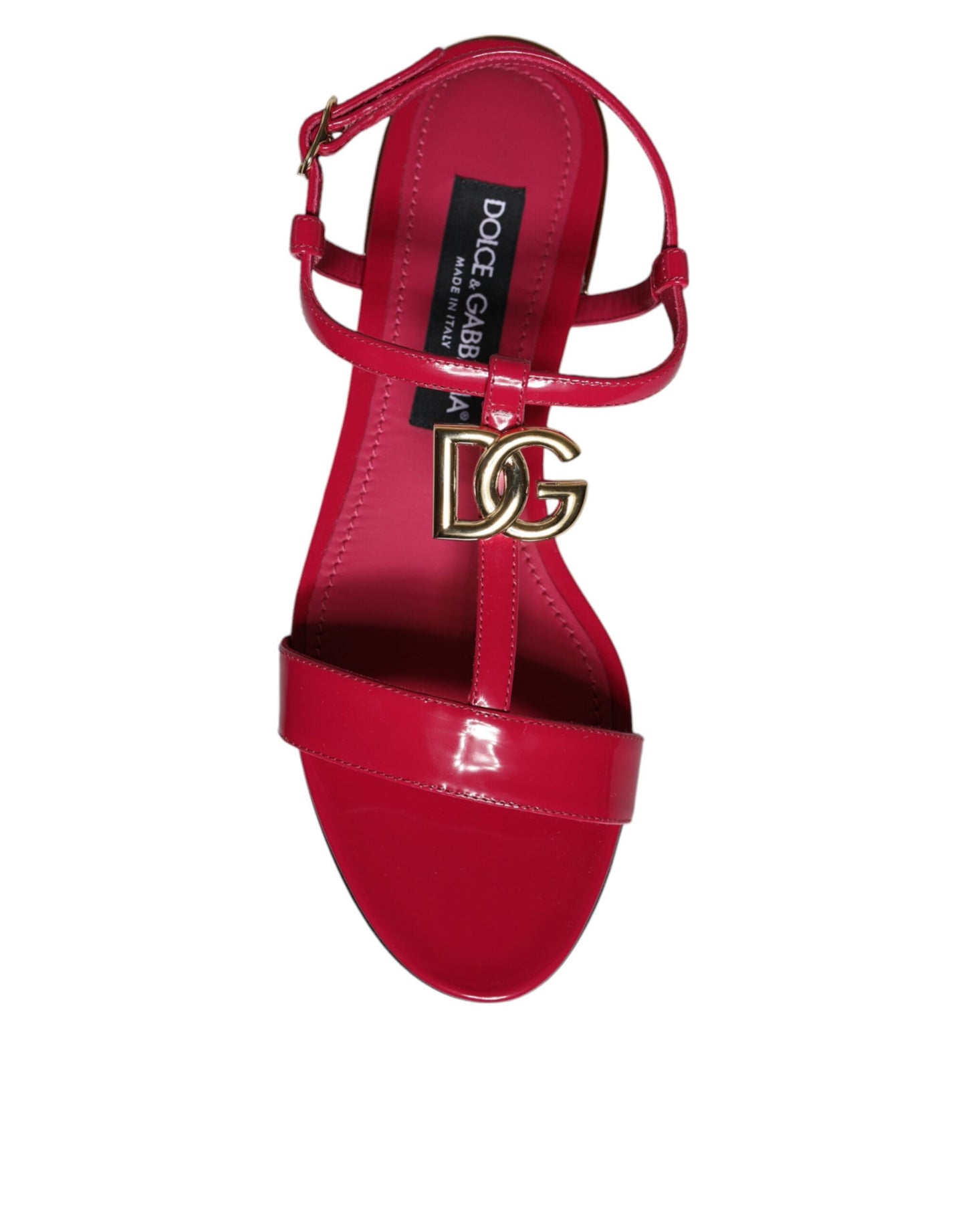 Red Leather Logo Ankle Strap Flats Sandals Shoes