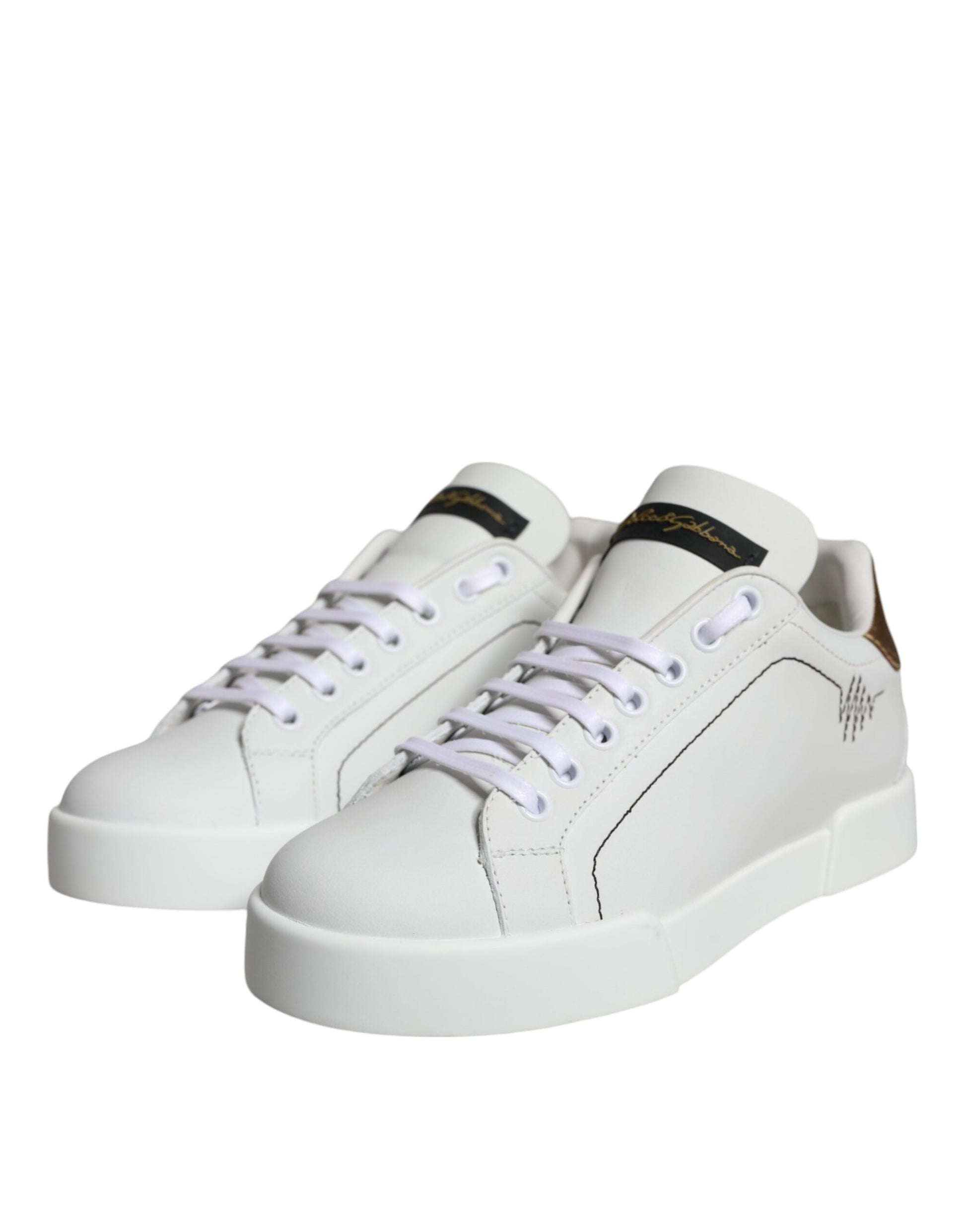 White Leather Portofino Low Top Sneaker Shoes