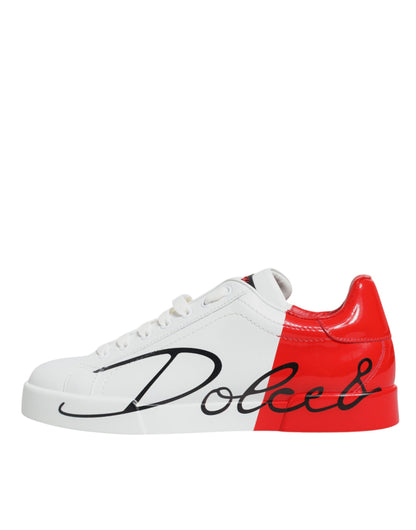 White Red Portofino Low Top Sneakers Shoes