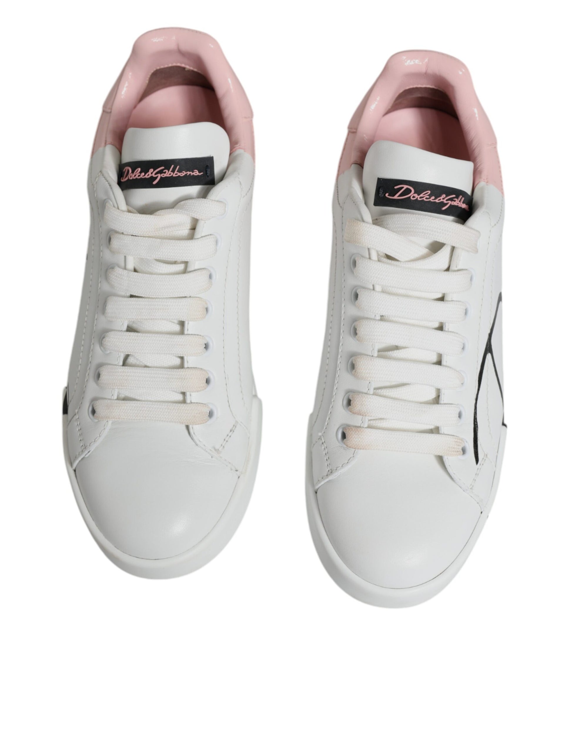 White Pink Portofino Low Top Sneakers Shoes