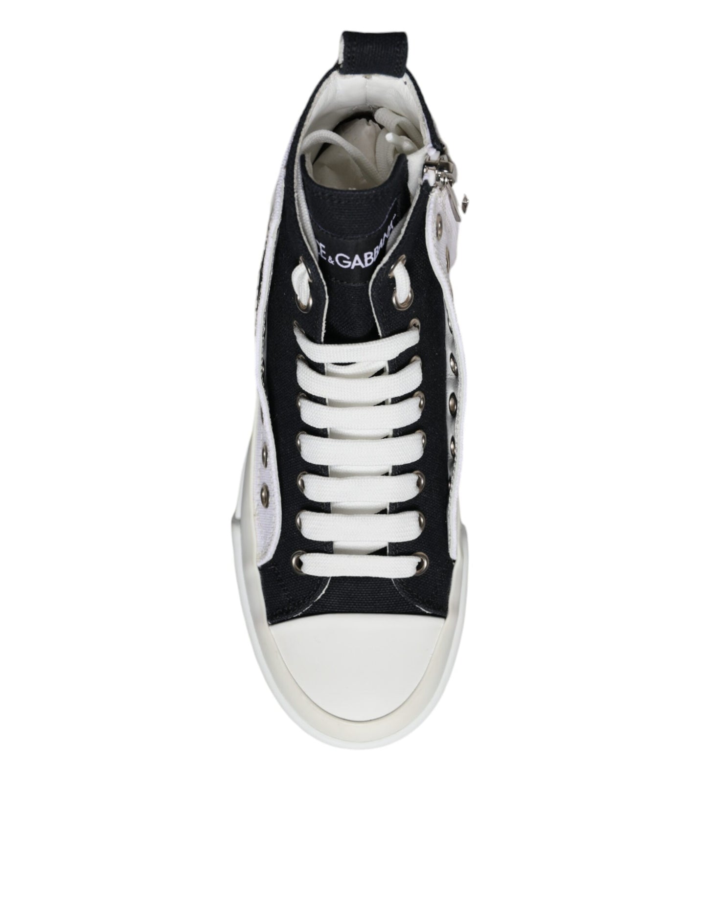 White Black Canvas Logo Mid Top Sneakers Shoes