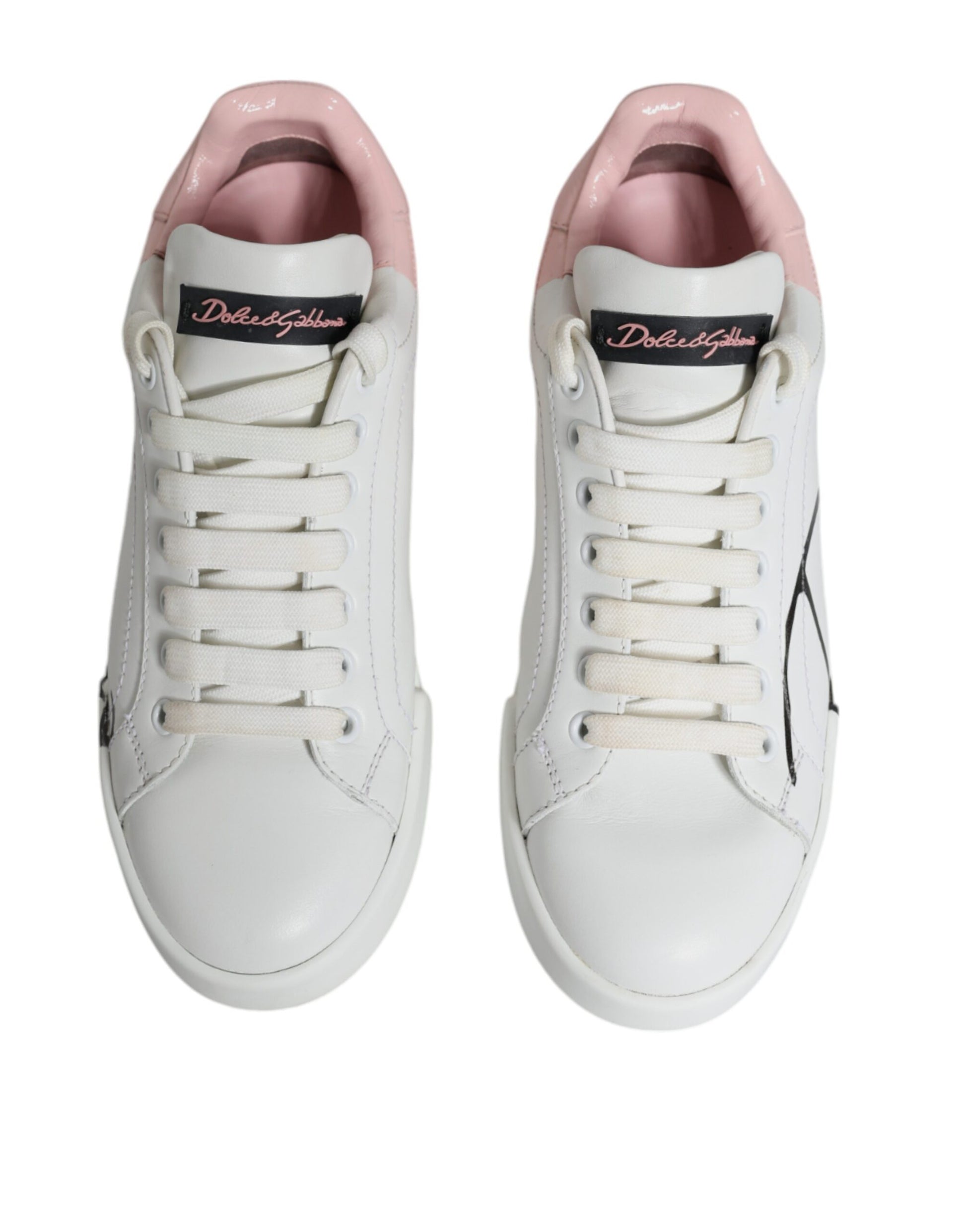 White Pink Portofino Low Top Sneakers Shoes