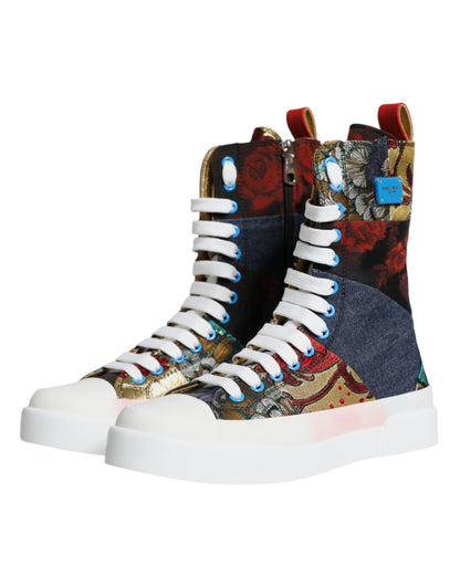 Multicolor Patchwork Logo High Top Sneakers Shoes