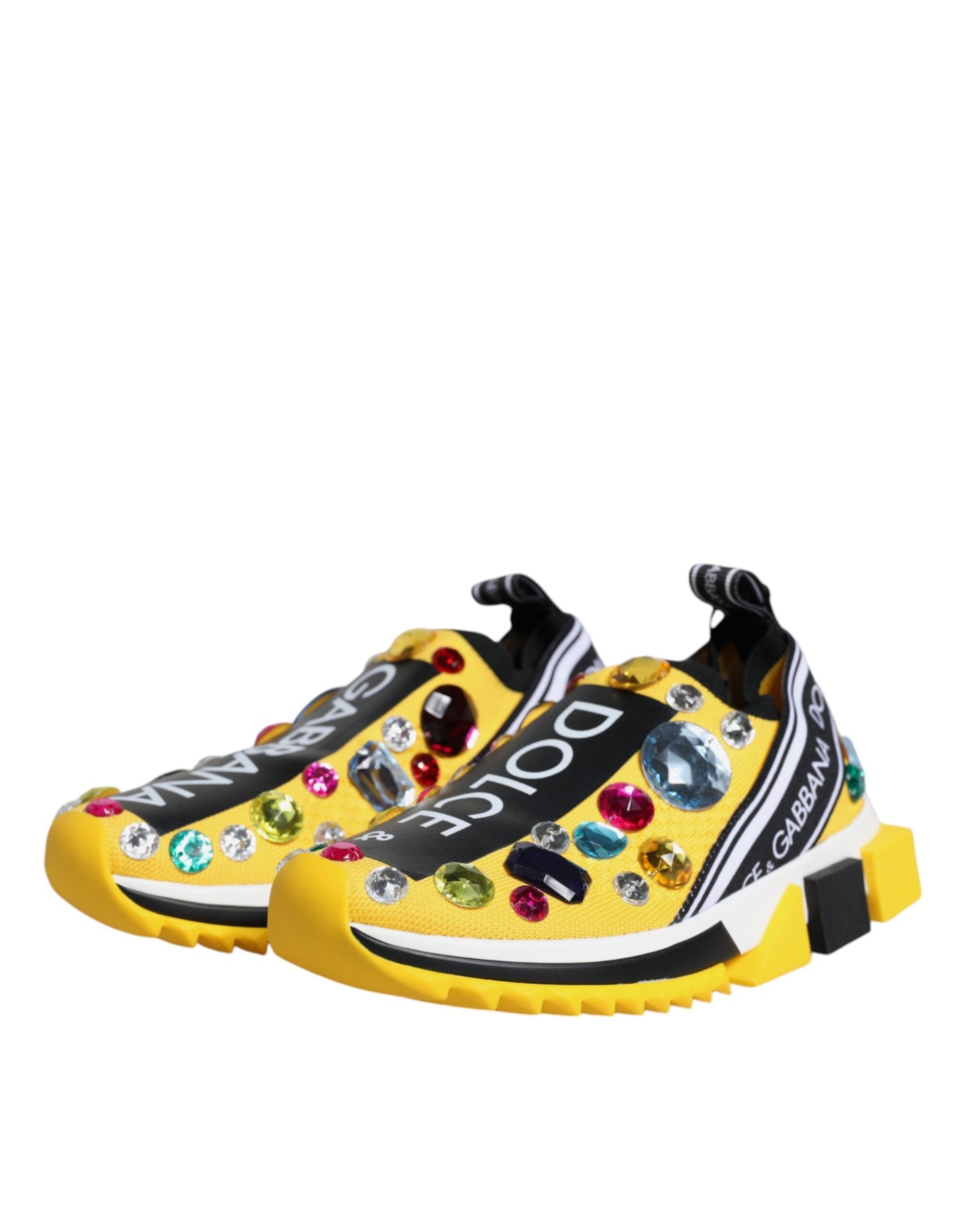 Yellow Sorrento Crystals Low Top Sneakers Shoes