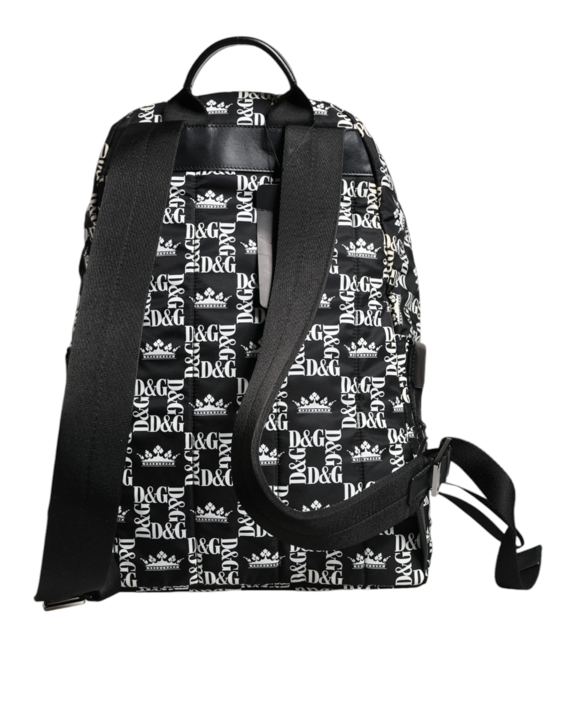 Black White DG Crown Logo Nylon Backpack Bag