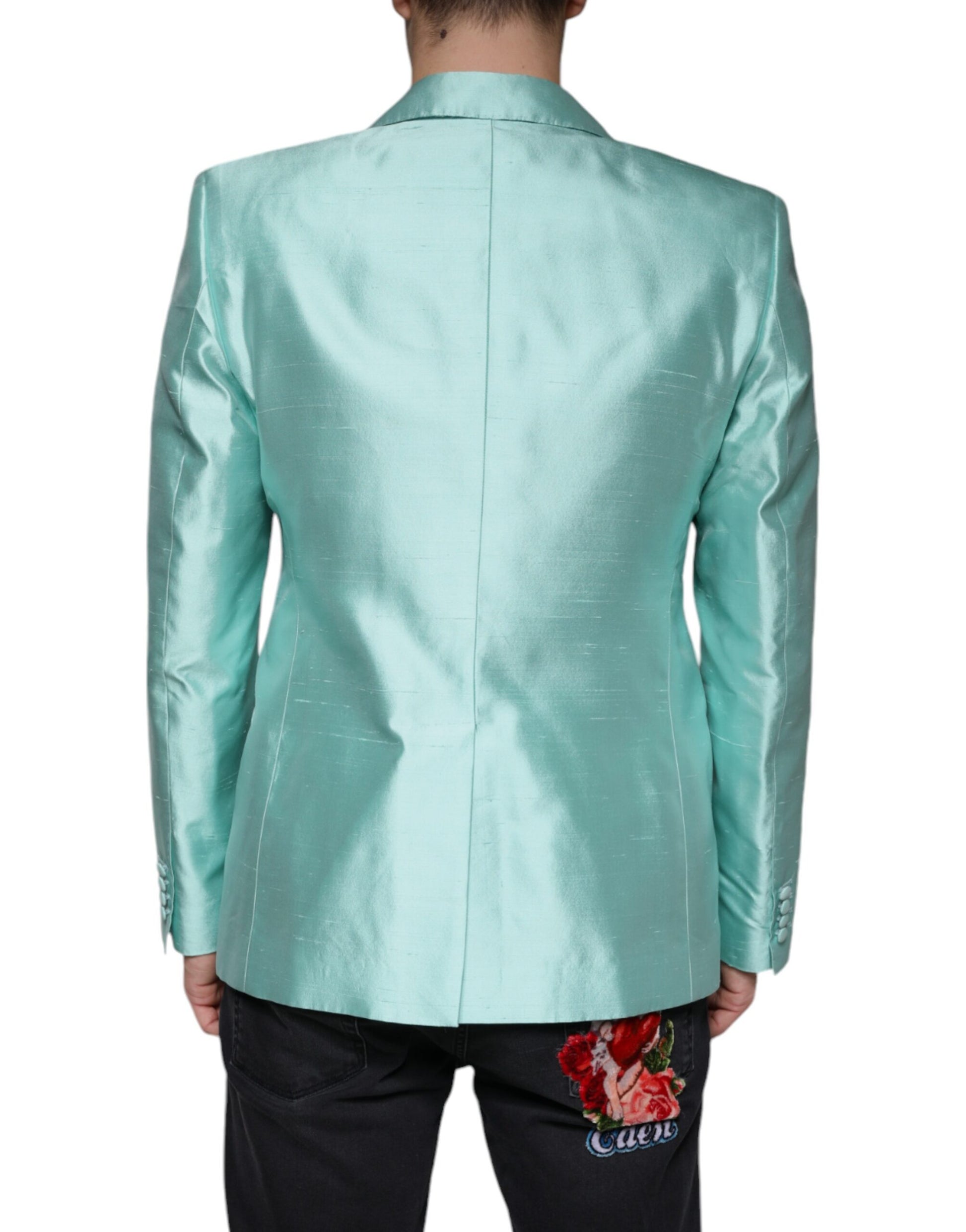 Mint Green Silk Single Breasted Coat Blazer