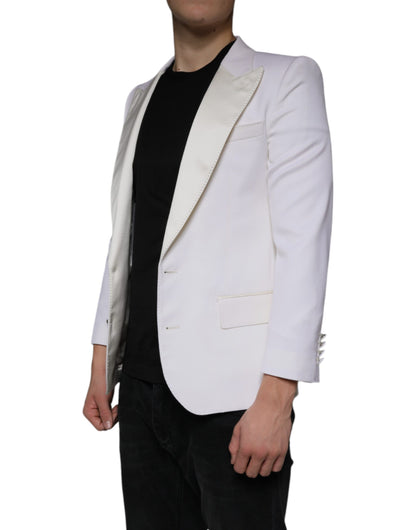 Off White Wool Single Breasted Dress Blazer