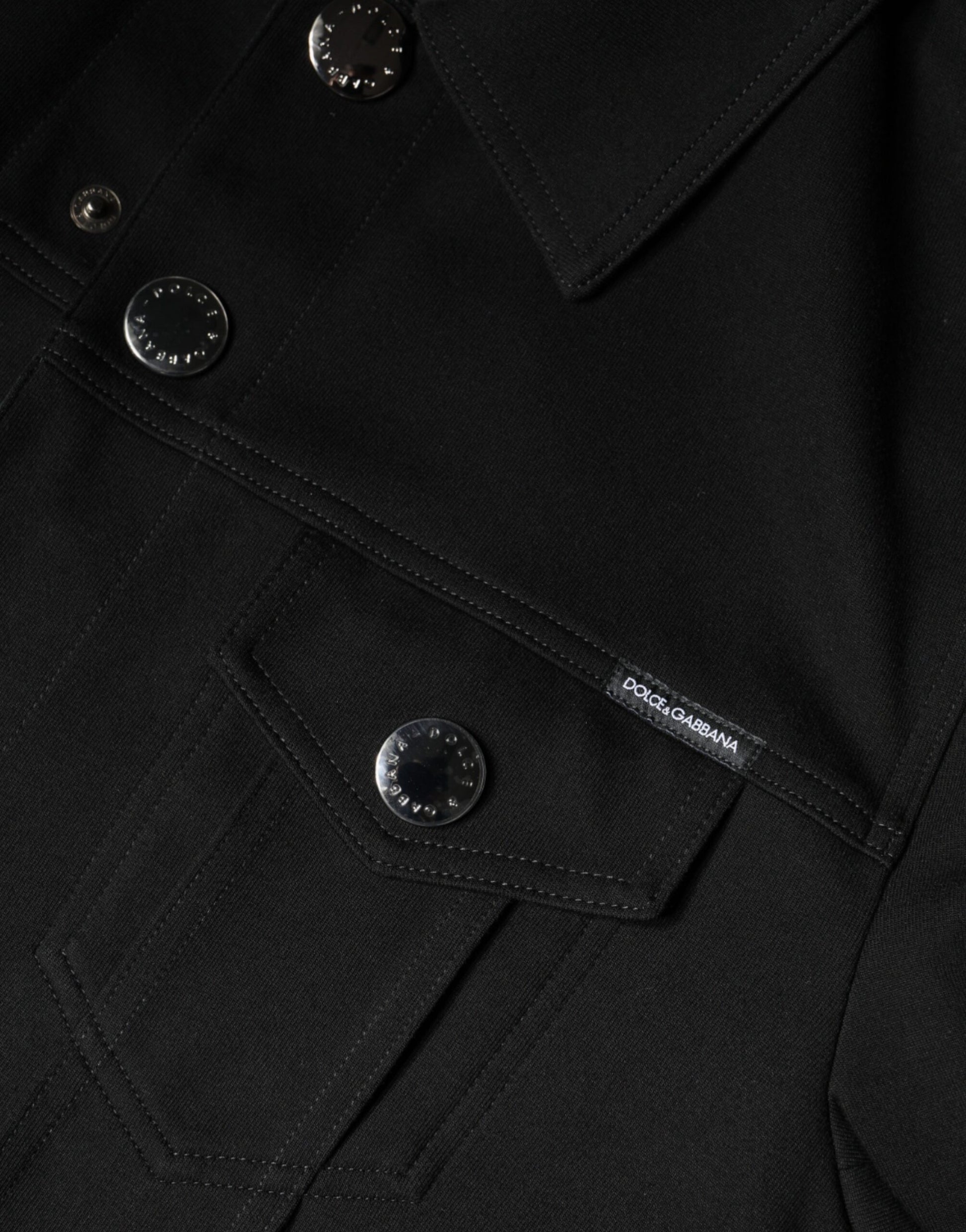 Black Cotton Blend Button Down Jacket