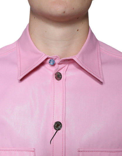 Pink Cotton Collared Button Down Shirt