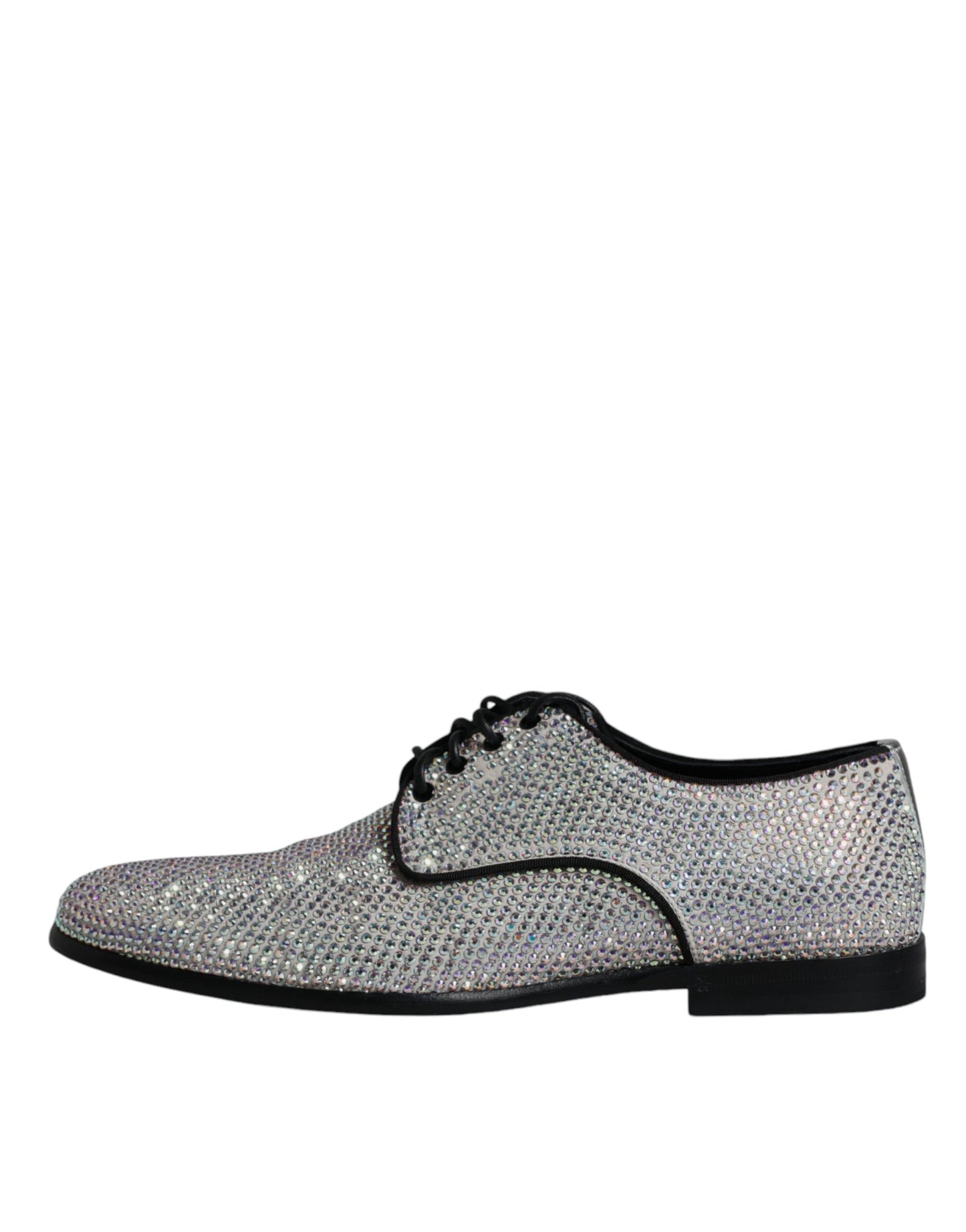 Silver Leather Rhinestones Derby Dress Shoes