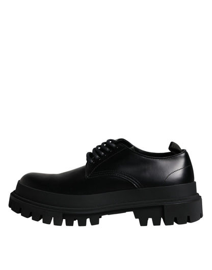 Black Leather Lace Up Trekking Dress Shoes