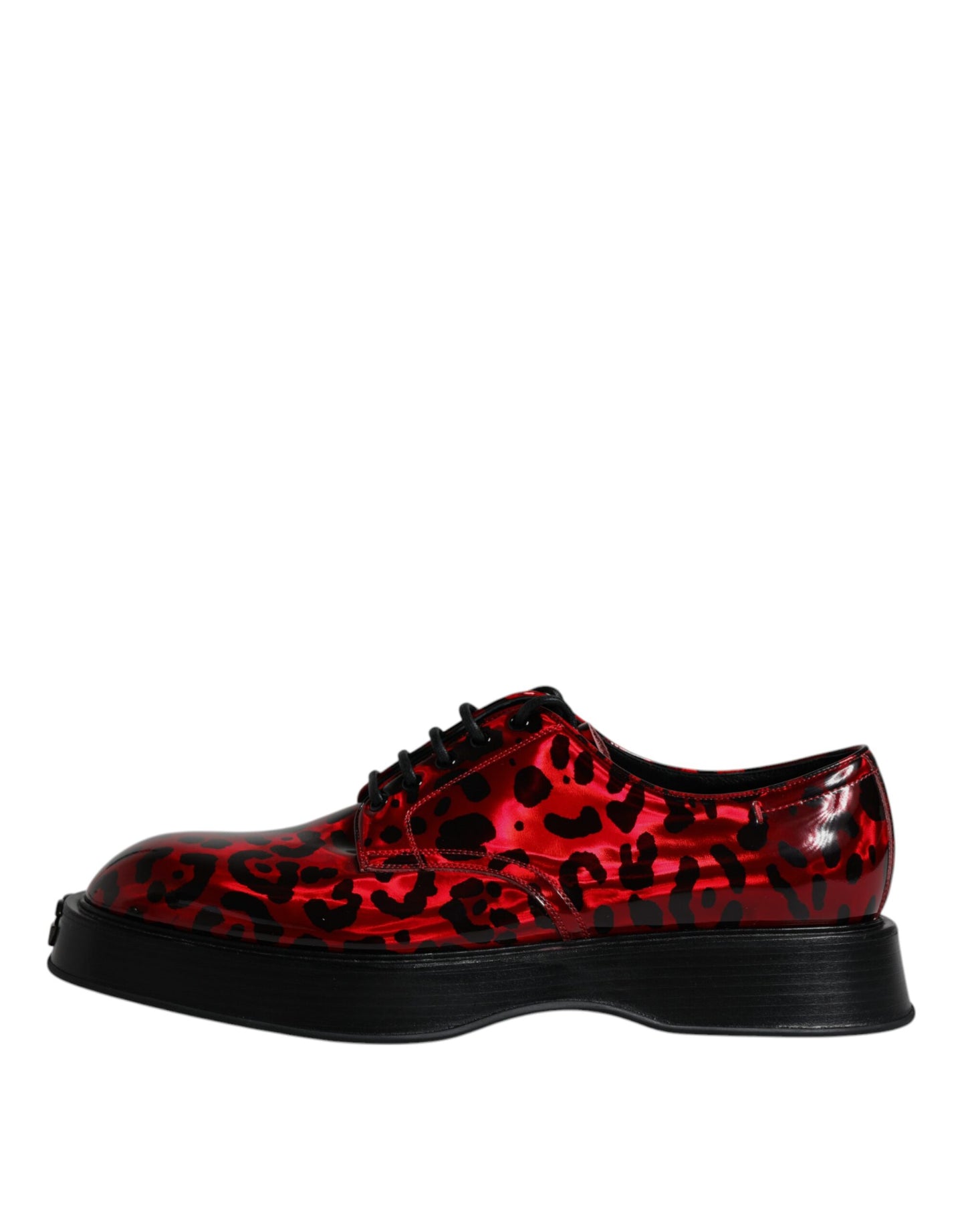 Red Black Leopard Lace Up Derby Dress Shoes