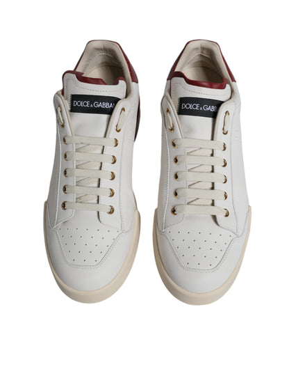 Beige Red Perforated Low Top Sneakers Shoes