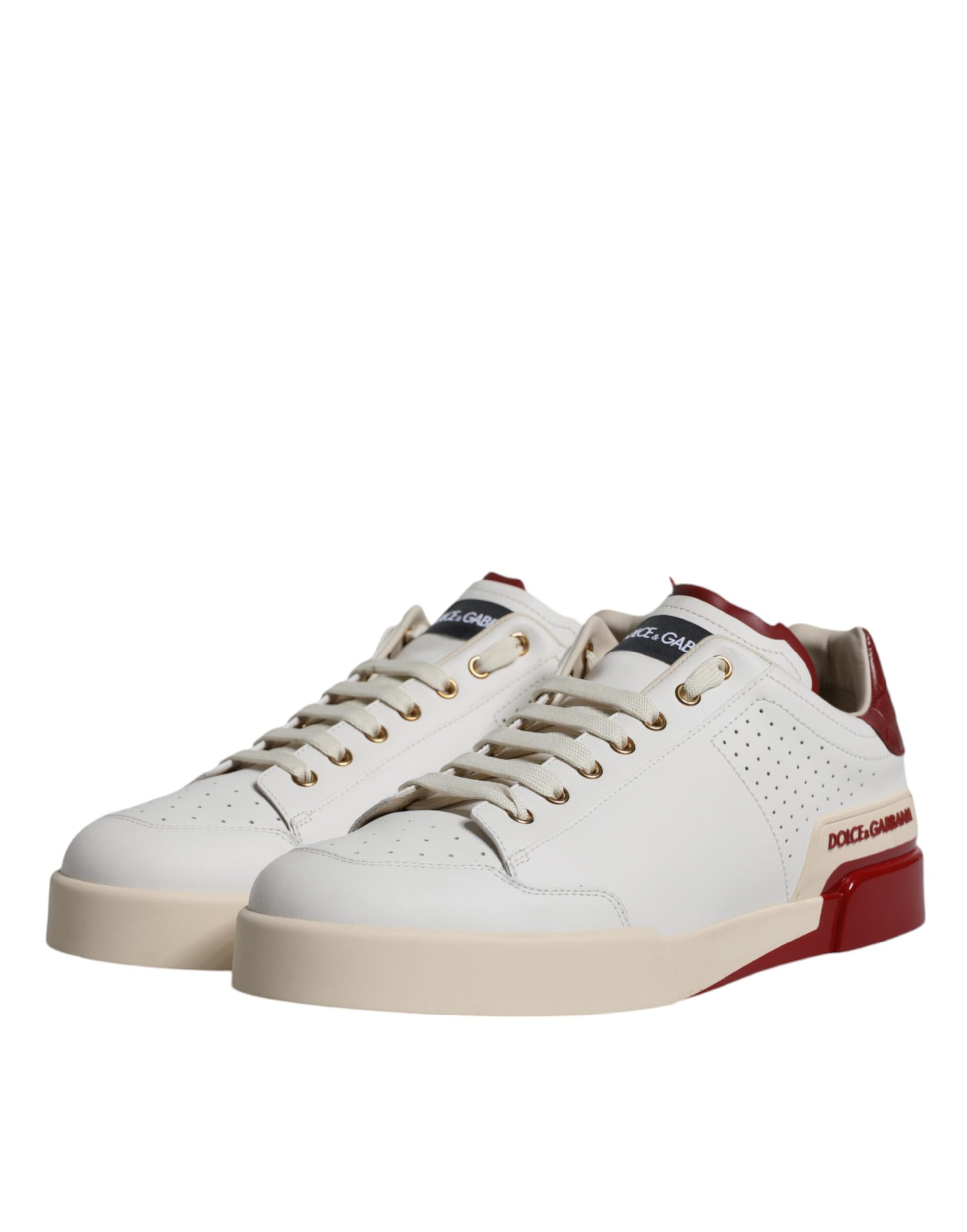 Beige Red Perforated Low Top Sneakers Shoes