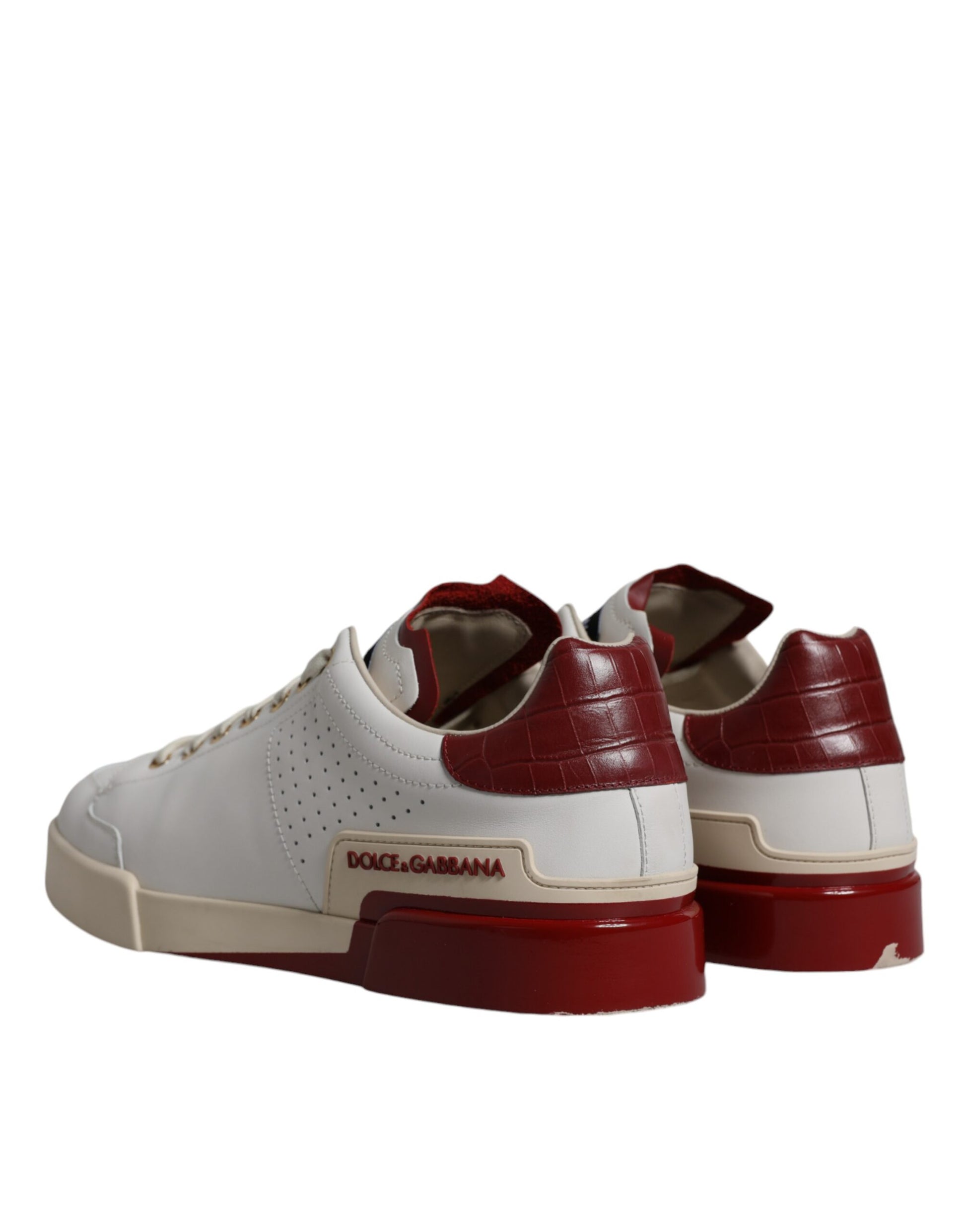 Beige Red Perforated Low Top Sneakers Shoes