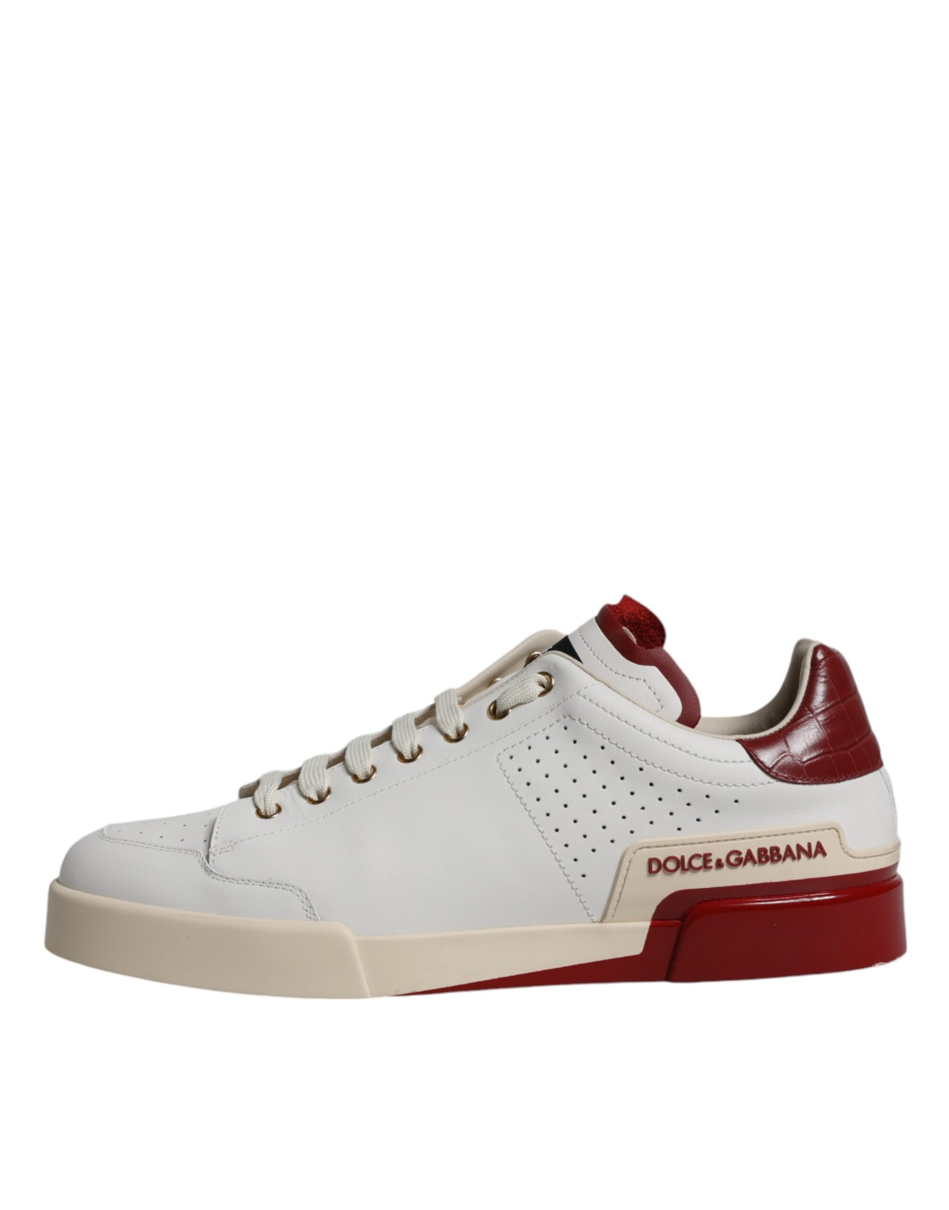 Beige Red Perforated Low Top Sneakers Shoes