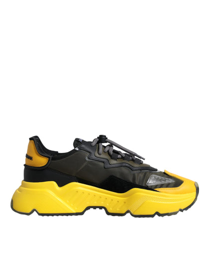 Black Yellow Leather Daymaster Sneakers Shoes