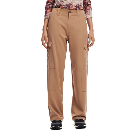 Beige Polyester Jeans & Pant