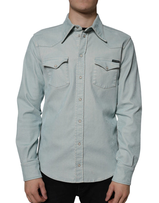 Light Blue Cotton Button Down Casual Shirt