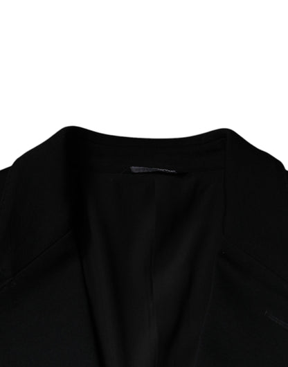 Black Wool Single Breasted Formal Blazer