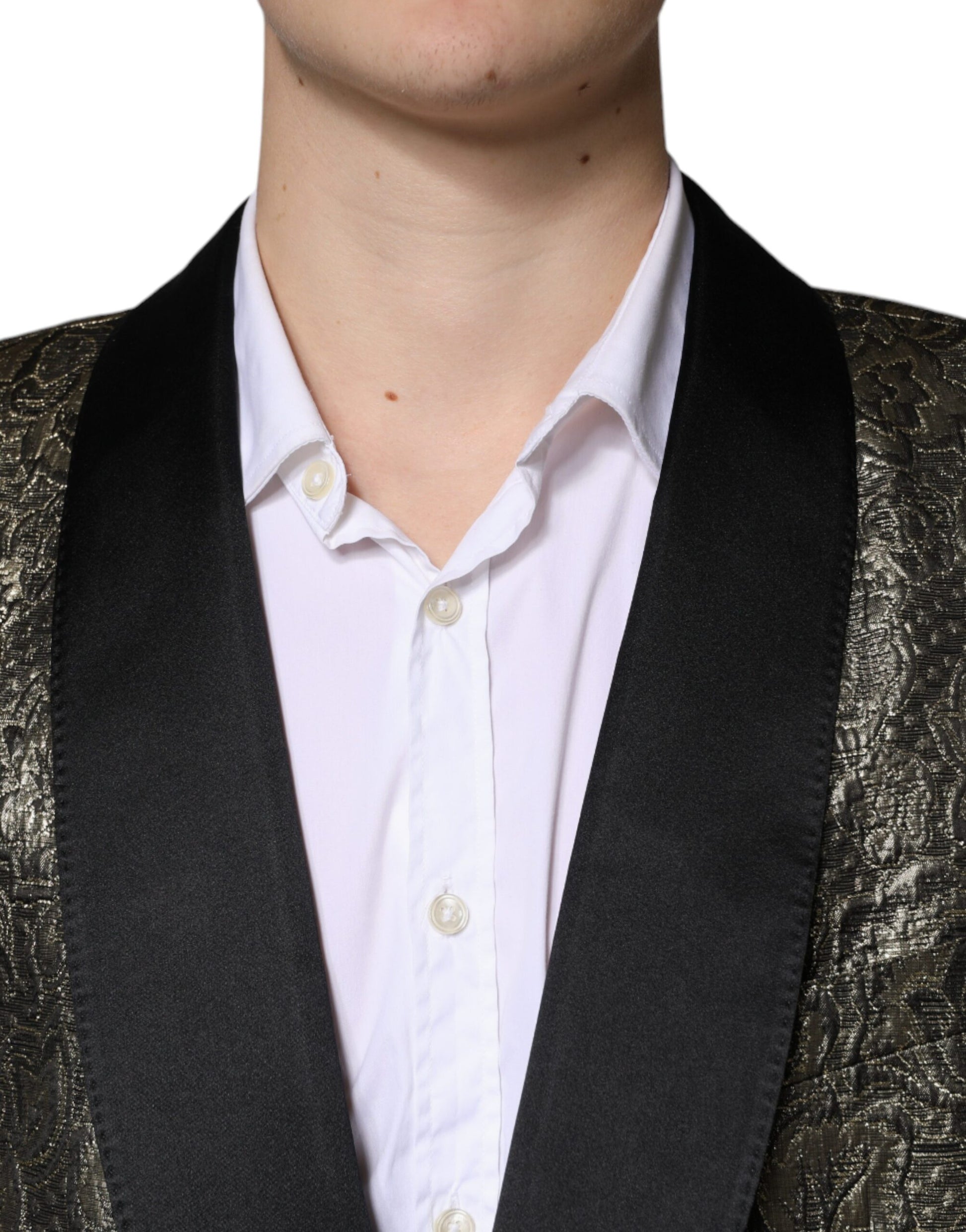 Gold SICILIA Jacquard Single Breasted Coat Blazer