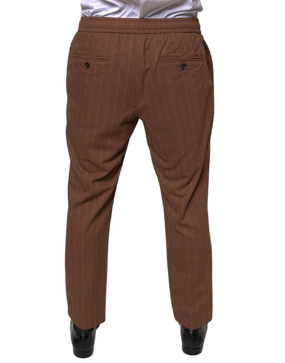 Brown Stripes Skinny Men Dress Pants