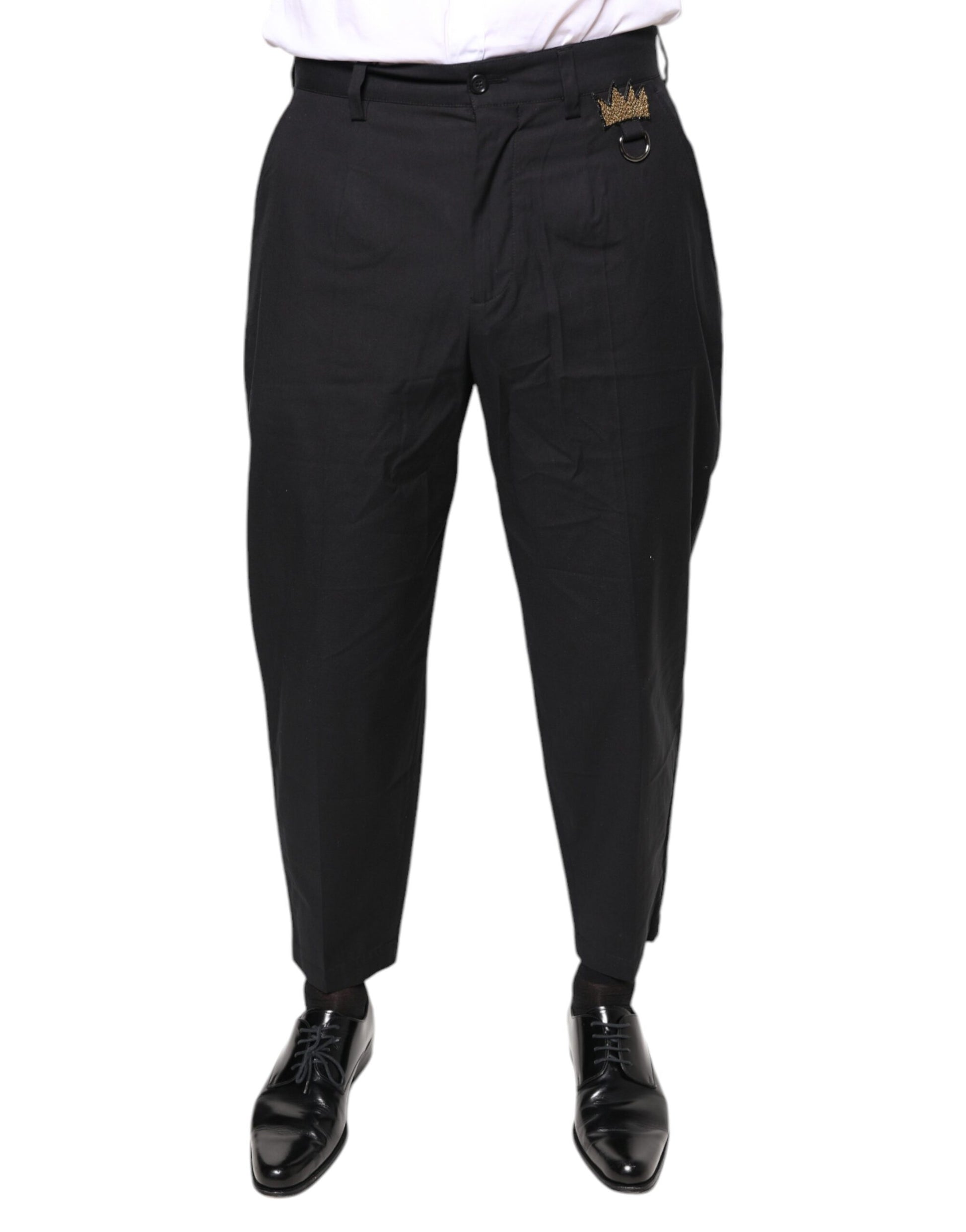 Black Crown Cotton Dress Pants