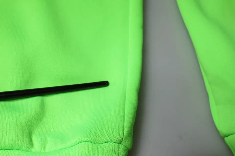 Neon Green Polyester Cargo Jogger Sweatpants Pants