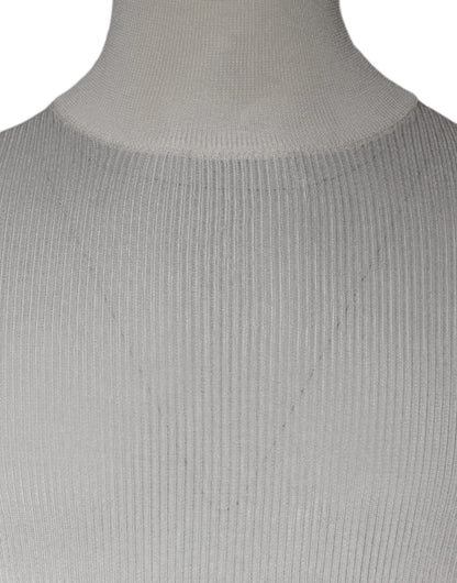 White Long Sleeve Turtleneck Men Pullover Sweater