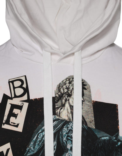 White Caesar Cotton Hooded Pullover Sweater