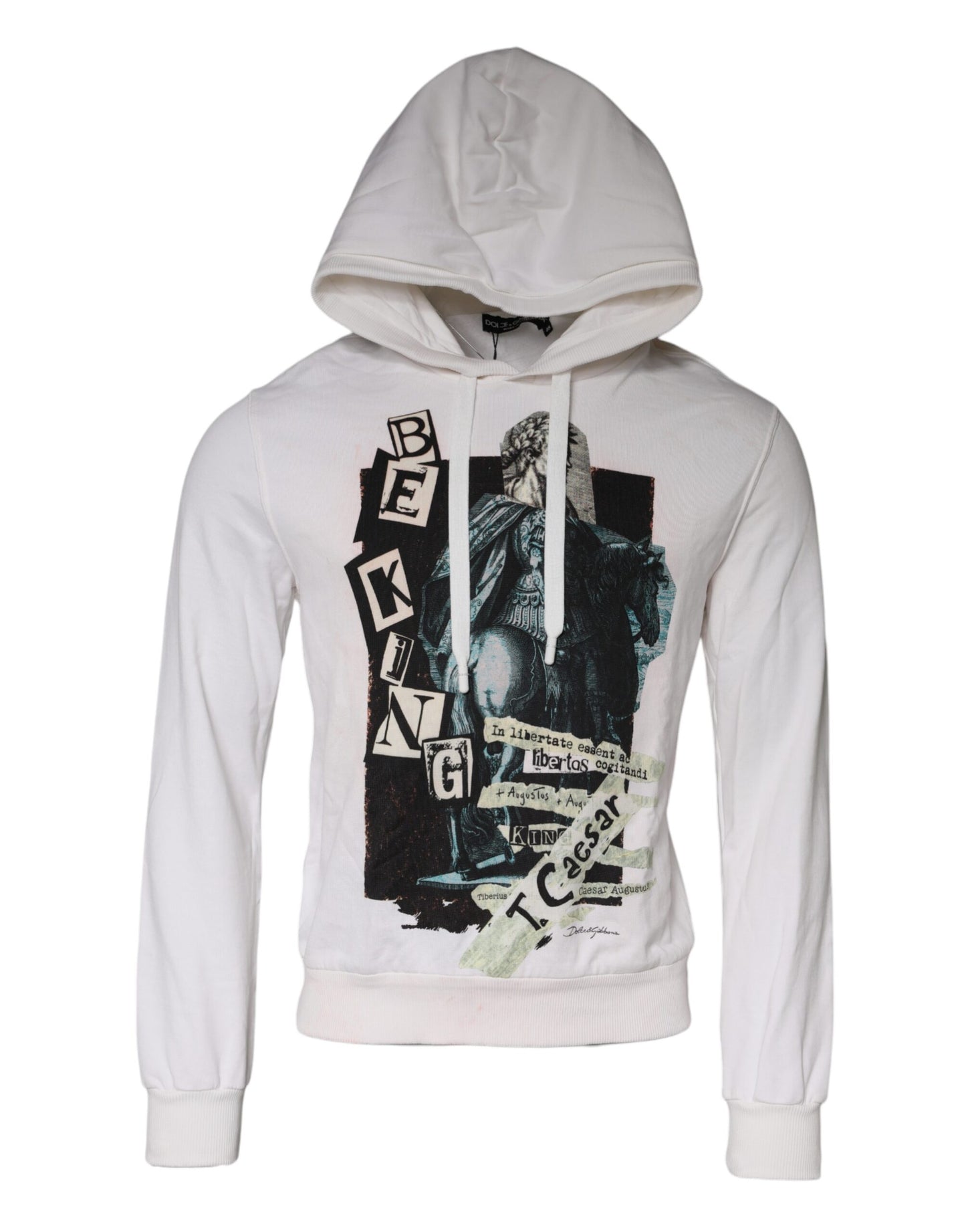 White Caesar Cotton Hooded Pullover Sweater