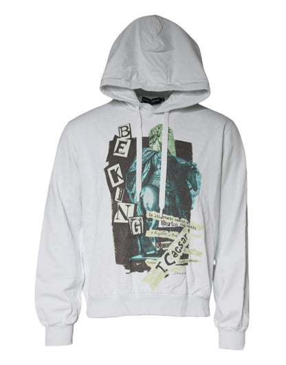 White Caesar Cotton Hooded Pullover Sweater