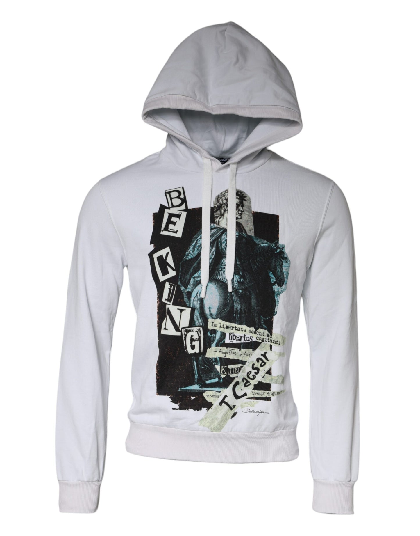 White Caesar Cotton Hooded Pullover Sweater