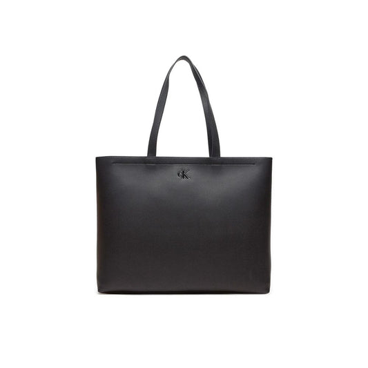 Black Synthetic Leather Handbag