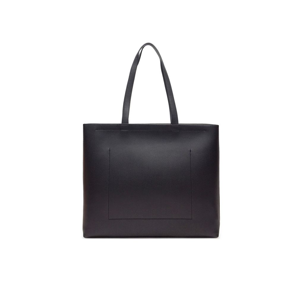 Black Synthetic Leather Handbag