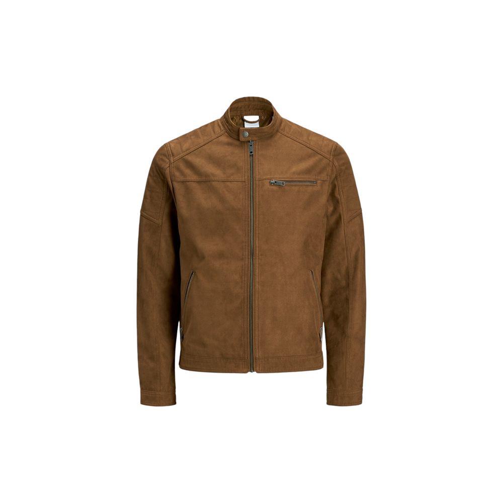 Beige Synthetic Leather Jacket