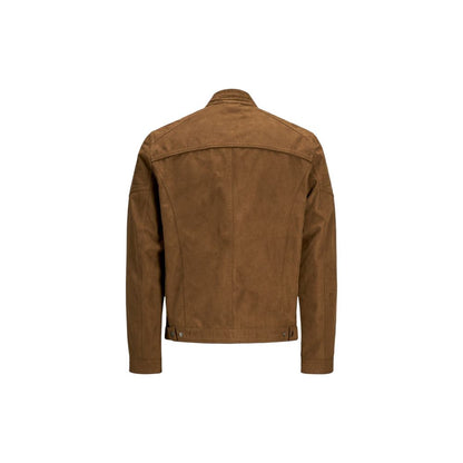 Beige Synthetic Leather Jacket